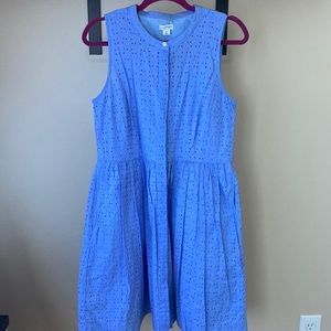 J. Crew size 10 dress. Periwinkle blue with eyelets and cotton lining.